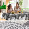 Wachstuchtischdecke abwaschbar Premium Leinenprägung Gartentischdecke Outdoor Tischdecke Patchwork Betonoptik Breite 140cm