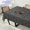 Wachstuchtischdecke Premium Leinenprägung Gartentischdecke Outdoor Tischdecke abwaschbar Geometrie Dunkelgrau Breite 140cm