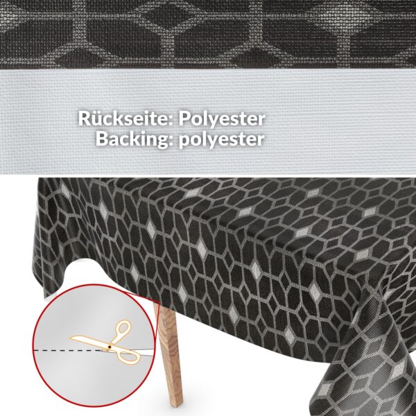 Wachstuchtischdecke abwaschbar Premium Leinenprägung Gartentischdecke Geometrie Grau Breite 140cm – 100x140cm, Schnittkante