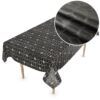 Wachstuchtischdecke abwaschbar Premium Leinenprägung Gartentischdecke Geometrie Grau Breite 140cm – 100x140cm, Schnittkante