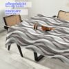 Wachstuchtischdecke abwaschbar Premium Leinenprägung Gartentischdecke Wellen Weiß Grau Breite 140cm