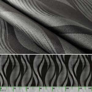 Wachstuchtischdecke abwaschbar Premium Leinenprägung Gartentischdecke Wellen Grau Breite 140cm