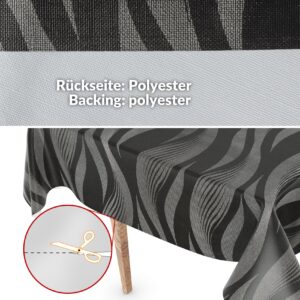 Wachstuchtischdecke abwaschbar Premium Leinenprägung Gartentischdecke Wellen Grau Breite 140cm