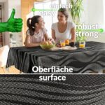 Wachstuchtischdecke abwaschbar Premium Leinenprägung Gartentischdecke Wellen Grau Breite 140cm
