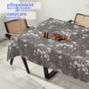 Wachstuchtischdecke abwaschbar Premium Leinenprägung Gartentischdecke Blumen Grau Breite 140cm