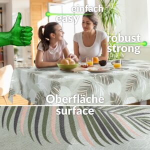 Wachstuchtischdecke Wachstuch Tischdecke abwaschbar Premium Prägung Gartentischdecke Palmblätter Breite 140cm