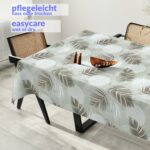 Wachstuchtischdecke Wachstuch Tischdecke abwaschbar Premium Prägung Gartentischdecke Palmblätter Breite 140cm