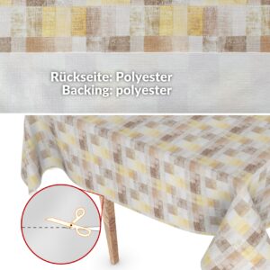 Wachstuchtischdecke Wachstuch Tischdecke abwaschbar Premium Prägung Gartentischdecke Karo Beige Breite 140cm