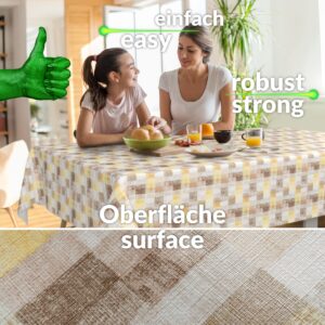 Wachstuchtischdecke Wachstuch Tischdecke abwaschbar Premium Prägung Gartentischdecke Karo Beige Breite 140cm