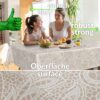 Wachstuchtischdecke Wachstuch Tischdecke abwaschbar rechteck, rund, oval hochwertige Bedruckung Gartentischdecke MIMOSA Häkelspitze Optik Breite 140cm