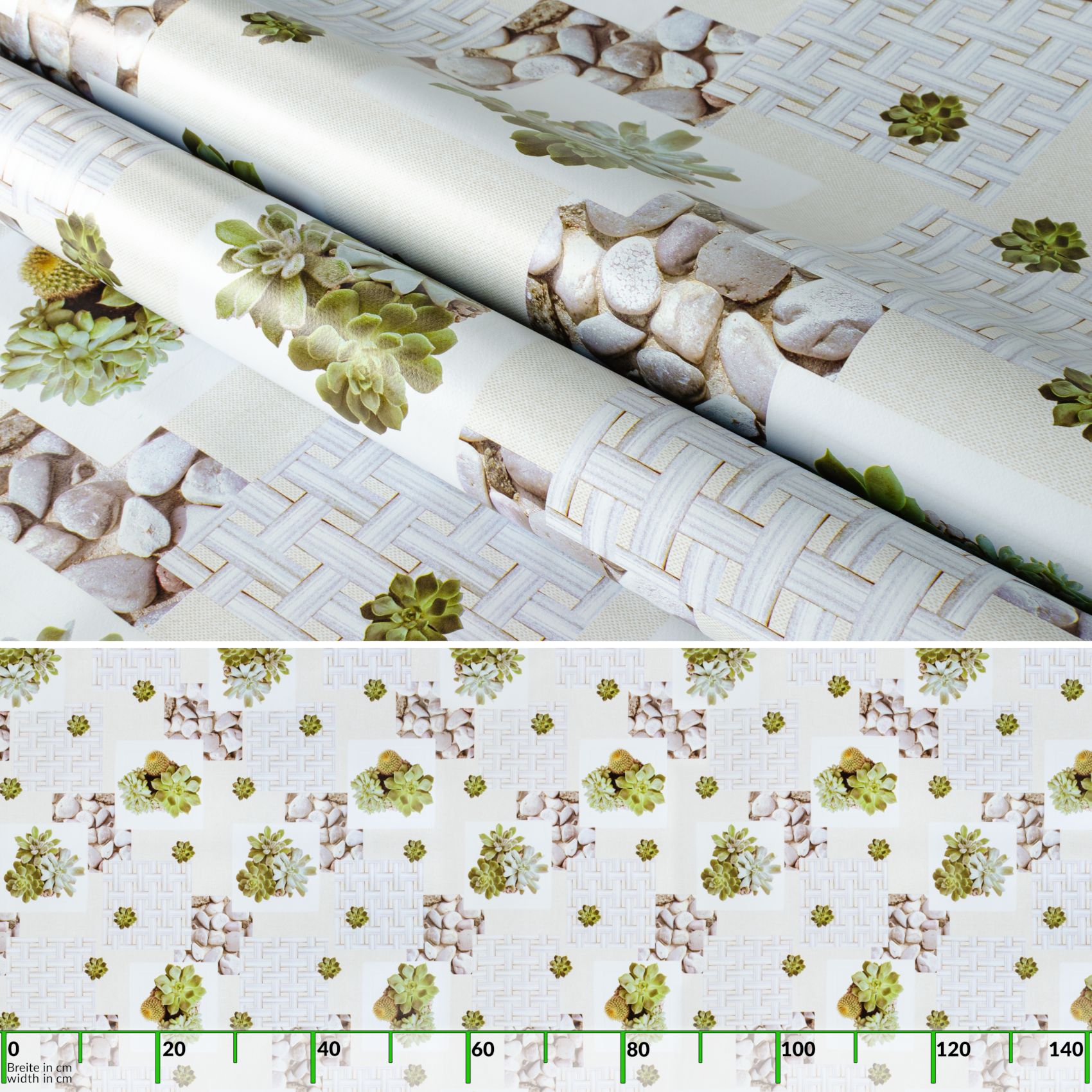 BRMI5151_20-39 Wachstuchtischdecke Wachstuch Tischdecke abwaschbar rechteck, rund, oval hochwertige Bedruckung Gartentischdecke MIMOSA Steine Spa Breite 140cm – 100x140cm, Schnittkante