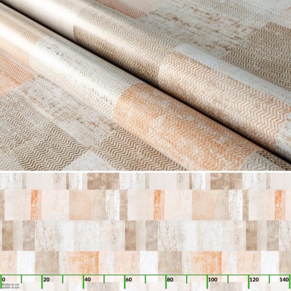 Wachstuchtischdecke Wachstuch Tischdecke abwaschbar rechteck, rund, oval hochwertige Bedruckung Gartentischdecke MIMOSA Patchwork Oldstyle Breite 140cm – 100x140cm, Schnittkante