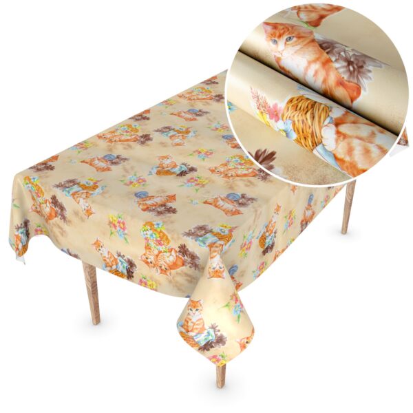 Wachstuchtischdecke Wachstuch Tischdecke abwaschbar rechteck, rund, oval hochwertige Bedruckung Gartentischdecke MIMOSA Katzen Breite 140cm – 100x140cm, Schnittkante