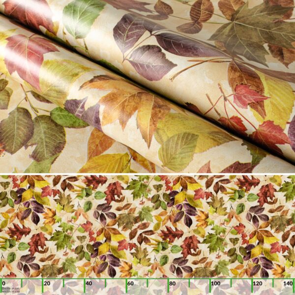 Wachstuchtischdecke Wachstuch Tischdecke abwaschbar rechteck, rund, oval hochwertige Bedruckung Gartentischdecke MIMOSA Herbst Blätter Breite 140cm – 100x140cm, Schnittkante