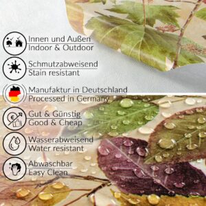 Wachstuchtischdecke Wachstuch Tischdecke abwaschbar rechteck, rund, oval hochwertige Bedruckung Gartentischdecke MIMOSA Herbst Blätter Breite 140cm