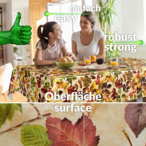 Wachstuchtischdecke Wachstuch Tischdecke abwaschbar rechteck, rund, oval hochwertige Bedruckung Gartentischdecke MIMOSA Herbst Blätter Breite 140cm