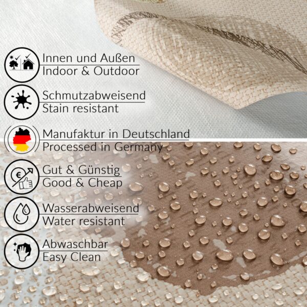 Wachstuchtischdecke Wachstuch Tischdecke abwaschbar rechteck, rund, oval hochwertige Bedruckung Gartentischdecke MIMOSA Kreise Beige Ornamente Breite 140cm – 100x140cm, Schnittkante