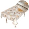 Wachstuchtischdecke Wachstuch Tischdecke abwaschbar rechteck, rund, oval hochwertige Bedruckung Gartentischdecke MIMOSA Kreise Beige Ornamente Breite 140cm – 100x140cm, Schnittkante