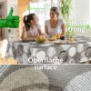 Wachstuchtischdecke Wachstuch Tischdecke abwaschbar rechteck, rund, oval hochwertige Bedruckung Gartentischdecke MIMOSA Kreise Grau Ornamente Breite 140cm