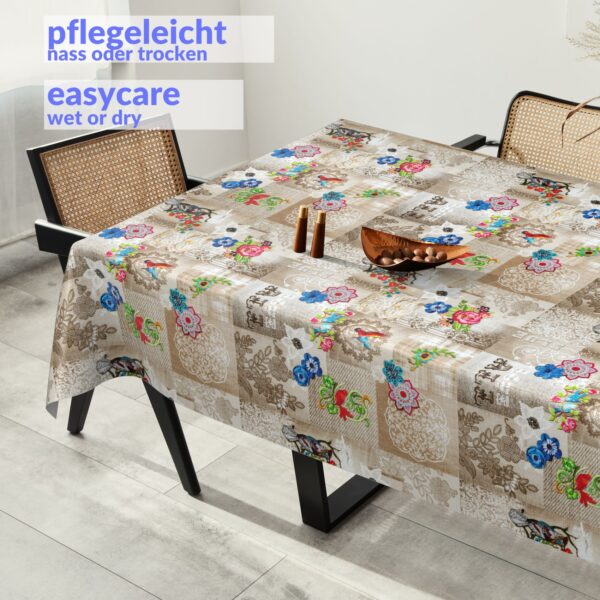 Wachstuchtischdecke Wachstuch Tischdecke abwaschbar rechteck, rund, oval hochwertige Bedruckung Gartentischdecke MIMOSA Kolibri Love Breite 140cm – 100x140cm, Schnittkante