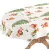 C001531C_50C-1 Weihnachtstischdecke Wachstuch Weihnachten Tischdecke abwaschbar Teddybär Tannenbaum – Rund 120cm, Schnittkante