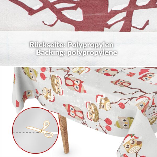Weihnachtstischdecke Wachstuch Tischdecke abwaschbar Wachstischdecke Weihnachten Xmas Eule – 90x130cm, Schnittkante