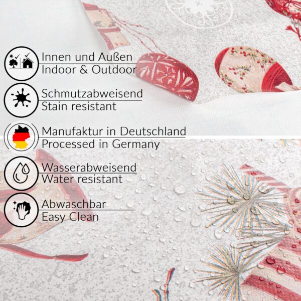 Weihnachtstischdecke Weihnachten Wachstuch Tischdecke abwaschbar Weihnachtskerze Geschenk Motiv – 90x130cm, Schnittkante