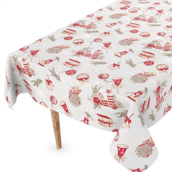 Weihnachtstischdecke Weihnachten Wachstuch Tischdecke abwaschbar Weihnachtskerze Geschenk Motiv – 90x130cm, Schnittkante