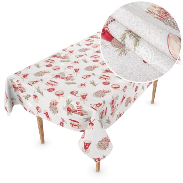 Weihnachtstischdecke Weihnachten Wachstuch Tischdecke abwaschbar Weihnachtskerze Geschenk Motiv – 90x130cm, Schnittkante