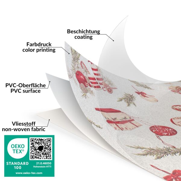 Weihnachtstischdecke Weihnachten Wachstuch Tischdecke abwaschbar Weihnachtskerze Geschenk Motiv – 90x130cm, Schnittkante