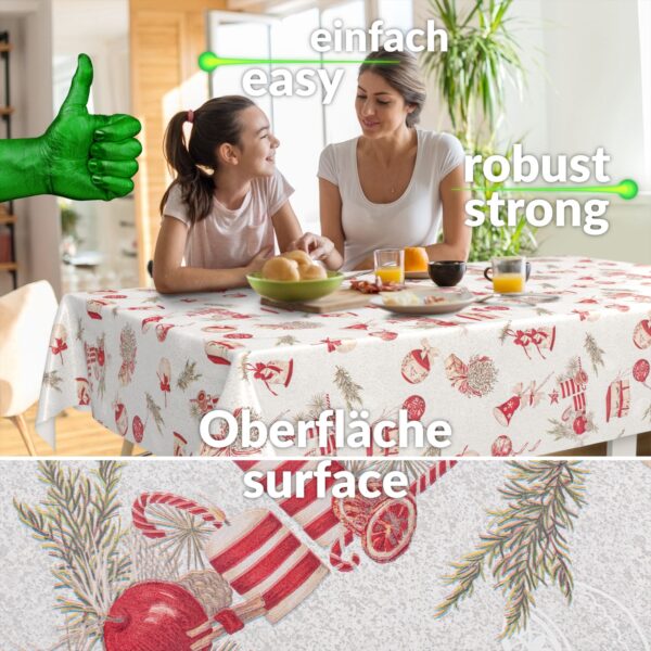 Weihnachtstischdecke Weihnachten Wachstuch Tischdecke abwaschbar Weihnachtskerze Geschenk Motiv – 90x130cm, Schnittkante