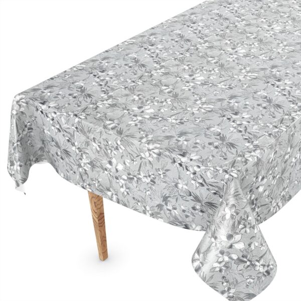 Wachstuch Tischdecke abwaschbar Meterware Wachstuchdecke Breite 140cm Silber – 90x130cm, Schnittkante