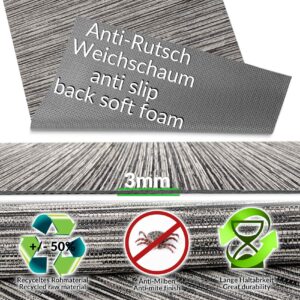 Küchenläufer Küchenteppich waschbar Läufer Küche Teppich Läufer Flur rutschfest Meterware Streifen Grau