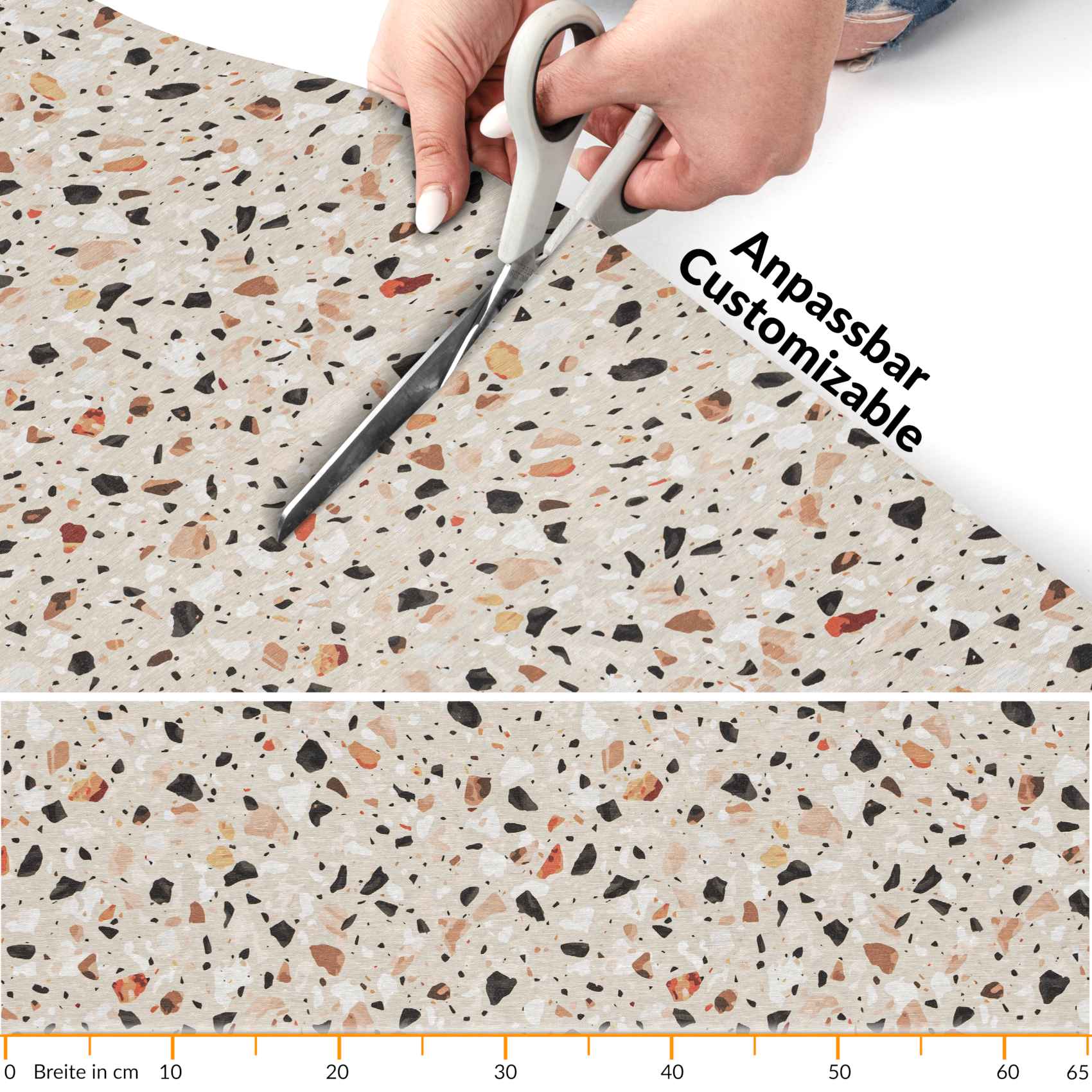 Küchenläufer Küchenteppich waschbar Läufer Küche Teppich Läufer Flur rutschfest Meterware Granitoptik – 100x65cm