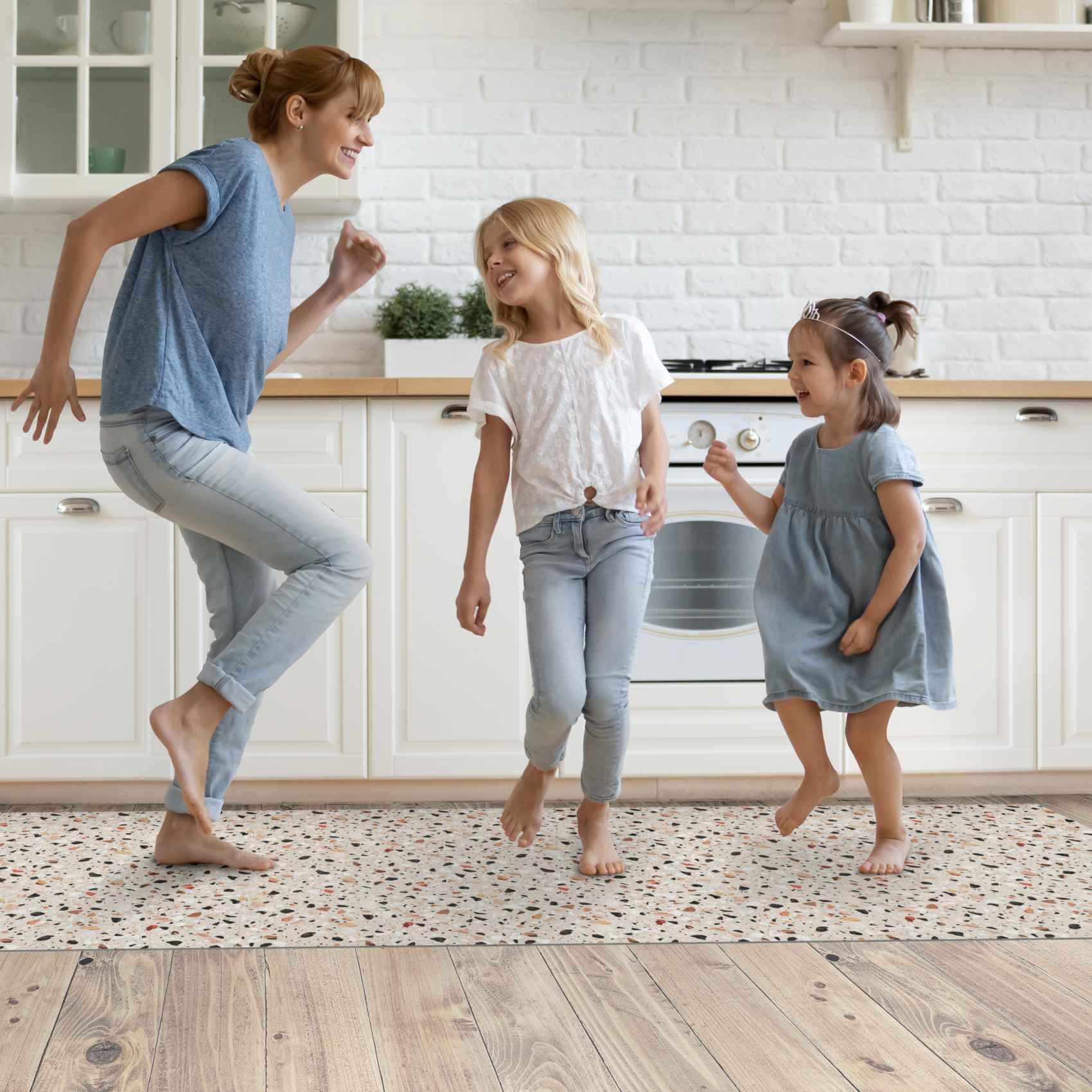 Küchenläufer Küchenteppich waschbar Läufer Küche Teppich Läufer Flur rutschfest Meterware Granitoptik – 100x65cm