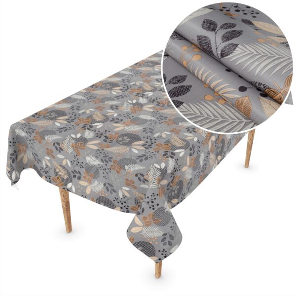 Wachstuch Tischdecke abwaschbar Meterware Wachstuchdecke Breite 140cm Florence Grau – 90x130cm, Schnittkante