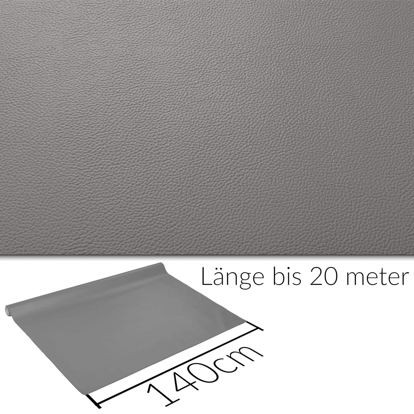 Kunstleder Meterware Leder Stoff Lederimitat 140cm Breit Grau – 100x140cm