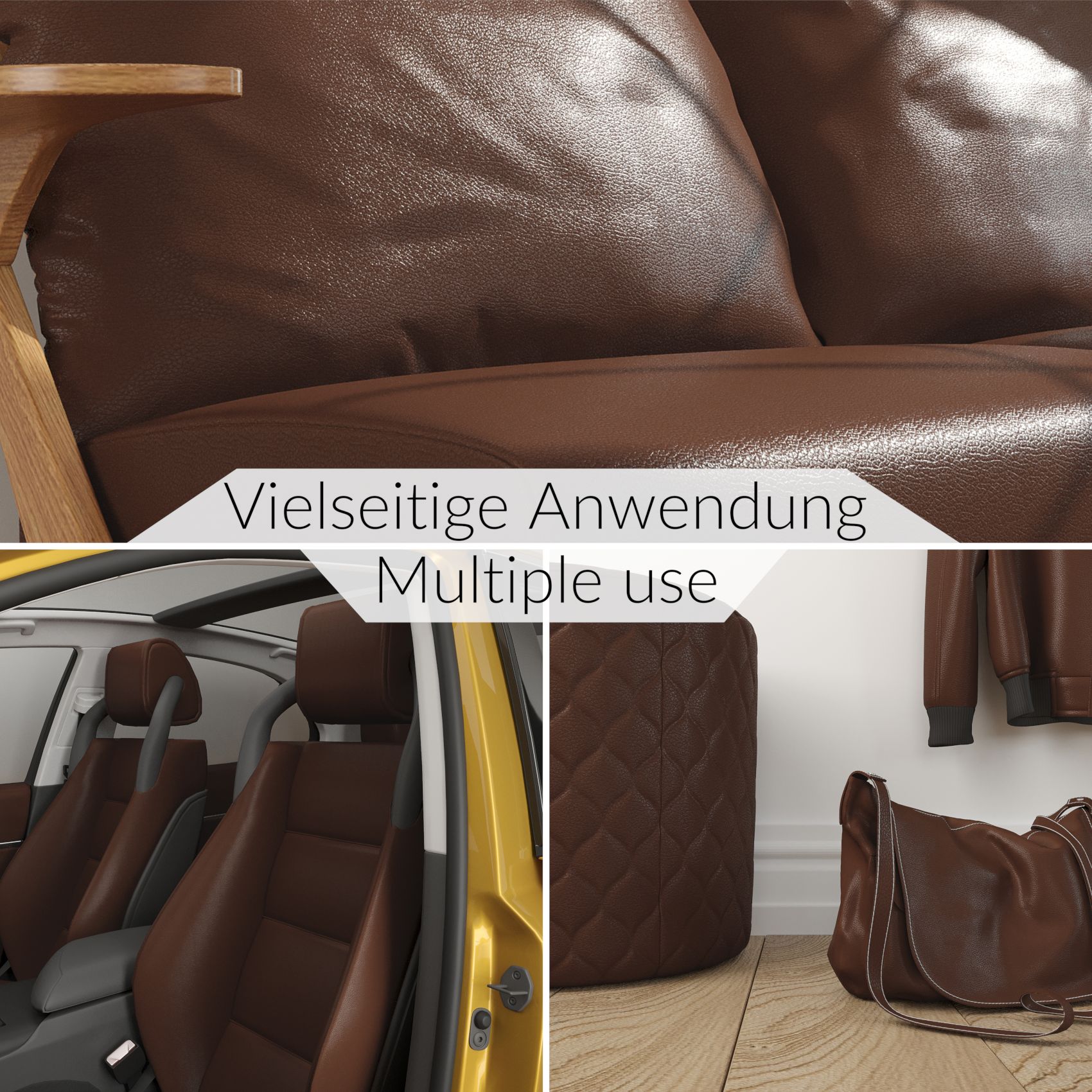 Kunstleder Meterware Leder Stoff Lederimitat 140cm Breit Mokka – 100x140cm