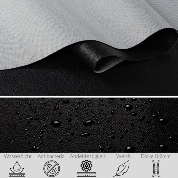 Kunstleder Meterware Leder Stoff Lederimitat 140cm Breit Schwarz – 100x140cm
