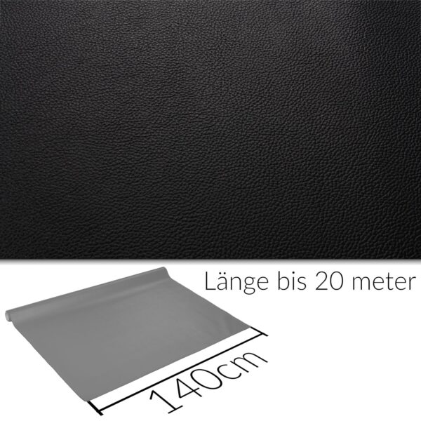 Kunstleder Meterware Leder Stoff Lederimitat 140cm Breit Schwarz – 100x140cm
