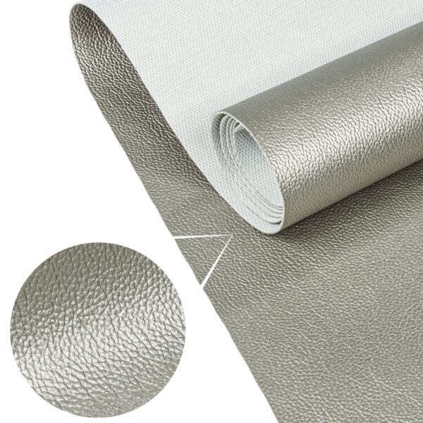 Kunstleder Meterware Leder Stoff Lederimitat 140cm Breit Silber Metallic – 400x140cm