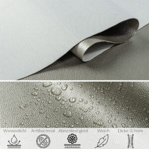 Kunstleder Meterware Leder Stoff Lederimitat 140cm Breit Silber Metallic