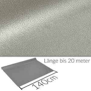 Kunstleder Meterware Leder Stoff Lederimitat 140cm Breit Silber Metallic