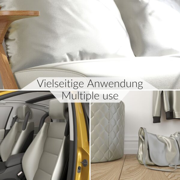 Kunstleder Meterware Leder Stoff Lederimitat 140cm Breit Silber Metallic – 400x140cm