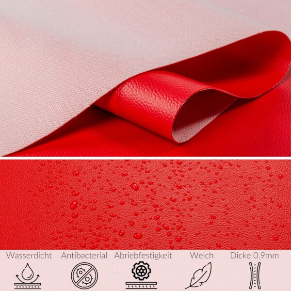 Kunstleder Meterware Leder Stoff Lederimitat 140cm Breit Feuerrot – 100x140cm