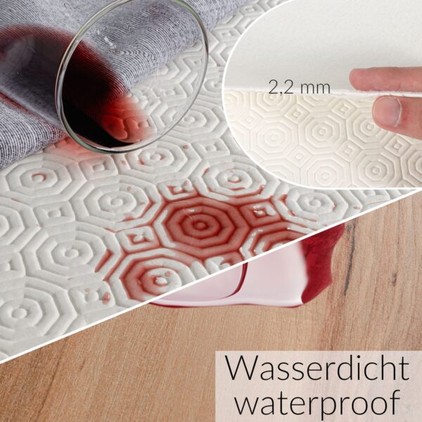 Tischschoner Tischdeckenunterlage Tischpolster Molton Weiß Gemustert 2,2mm Vliesrücken Rollenware 20m – 500x140cm