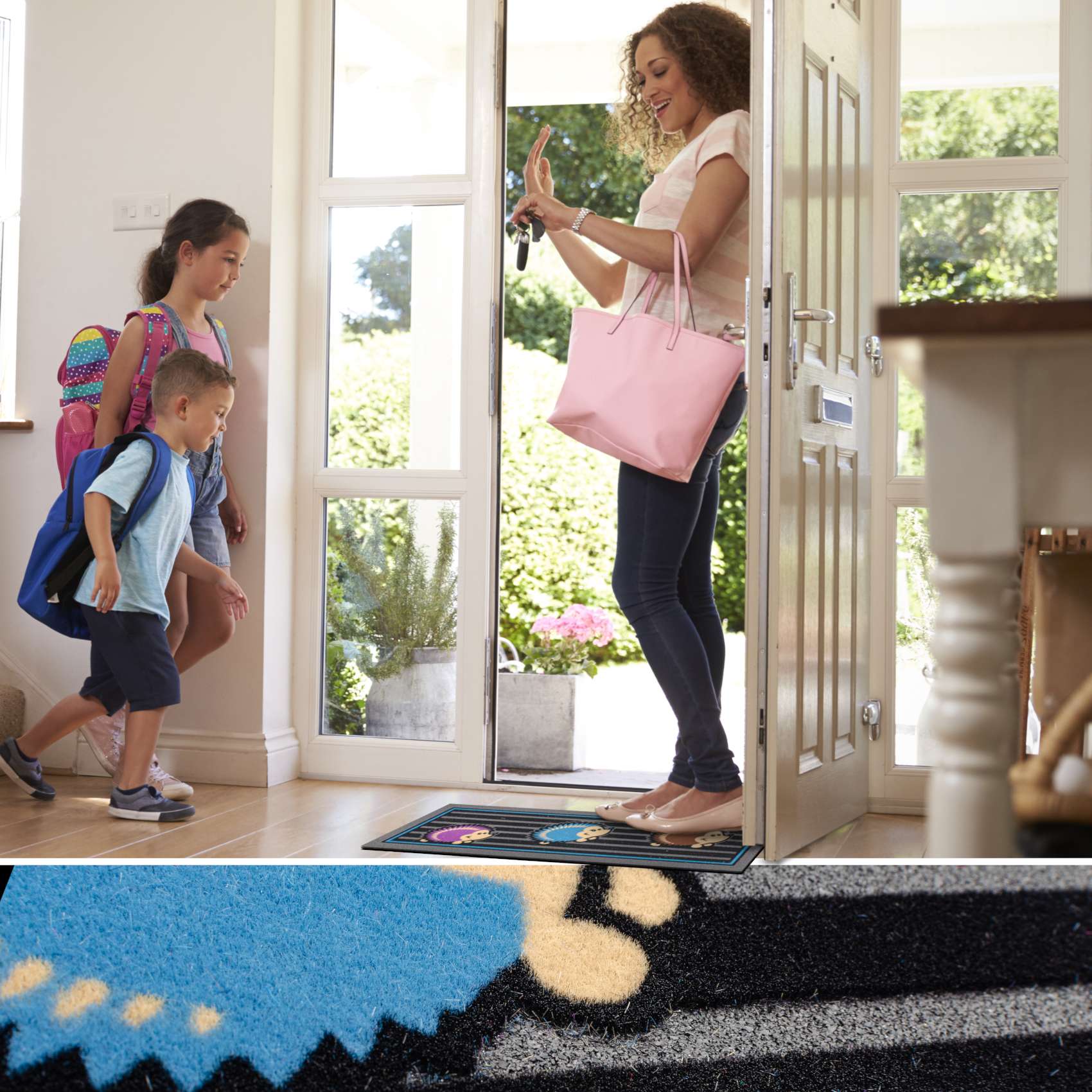 EF21534_20 Fußmatte Schmutzfangmatte Gummi Fußabtreter Sauberlaufmatte für außen & innen 25x68cm, 40x68cm – Igel 25x68cm