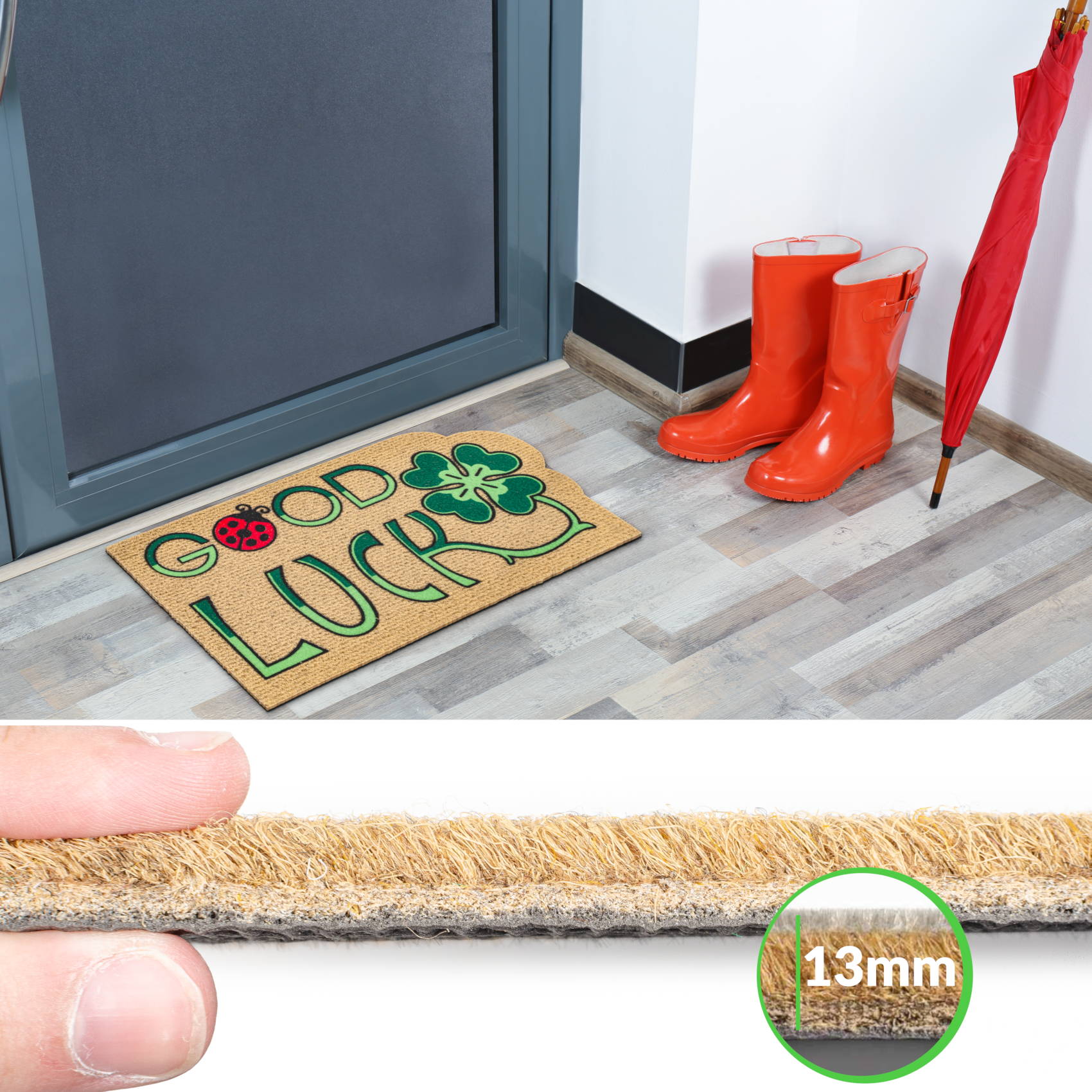 EF21725_40 Fußmatte Schmutzfangmatte Fußabtreter Sauberlaufmatte Kokarda 40x70cm – Good Luck 40x70cm