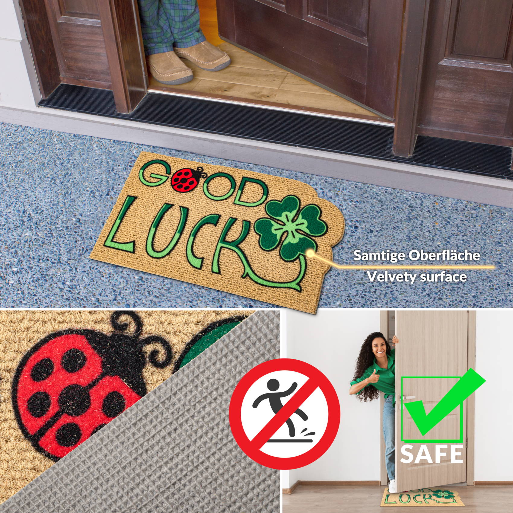 EF21725_60 Fußmatte Schmutzfangmatte Fußabtreter Sauberlaufmatte Kokarda 40x70cm – Good Luck 40x70cm