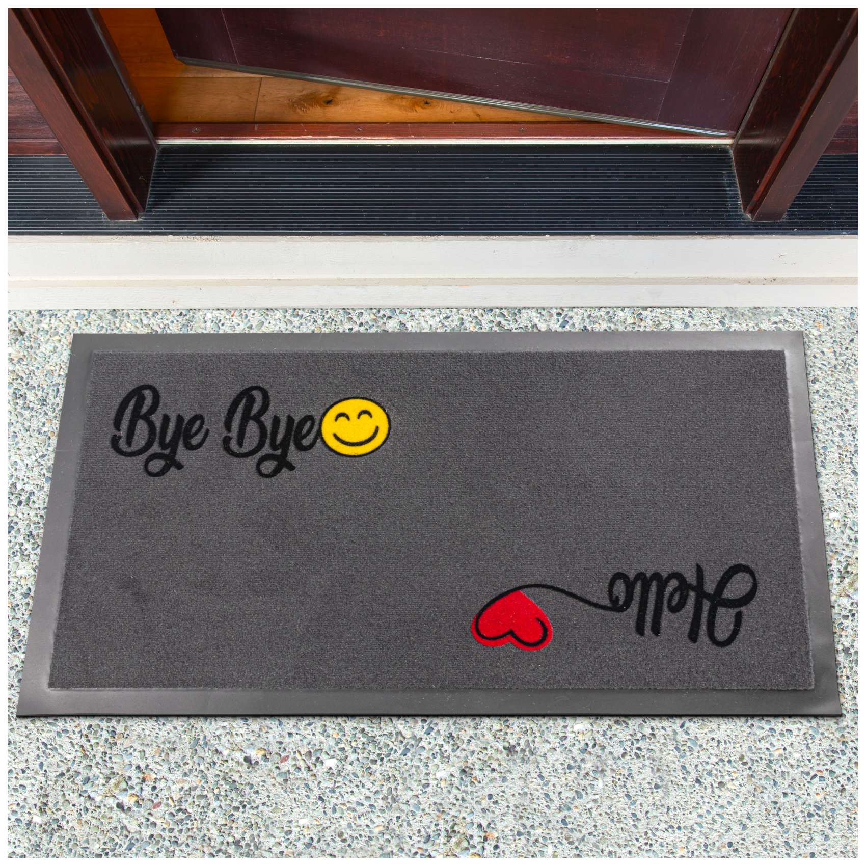 Fußmatte Schmutzfänger rutschfeste Bodenmatte Teppich waschbar Anthrazit Chic – Hello Bye Bye 40x70cm